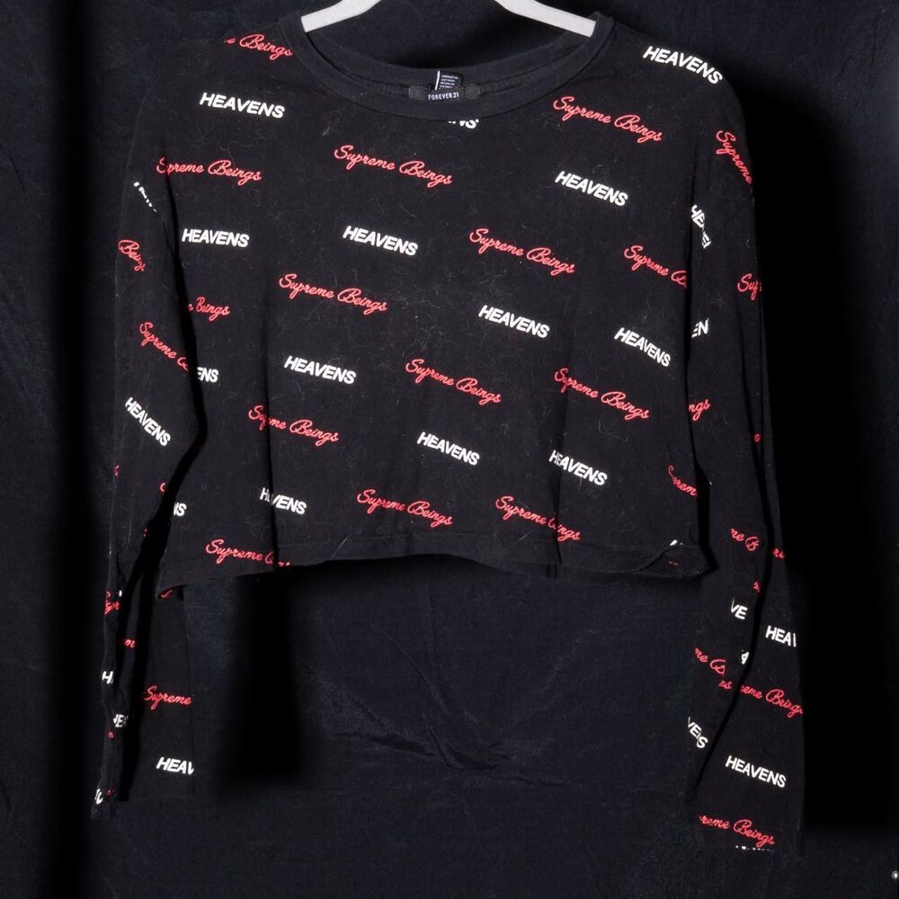 Forever-21 Women's Black and Red Crop-top